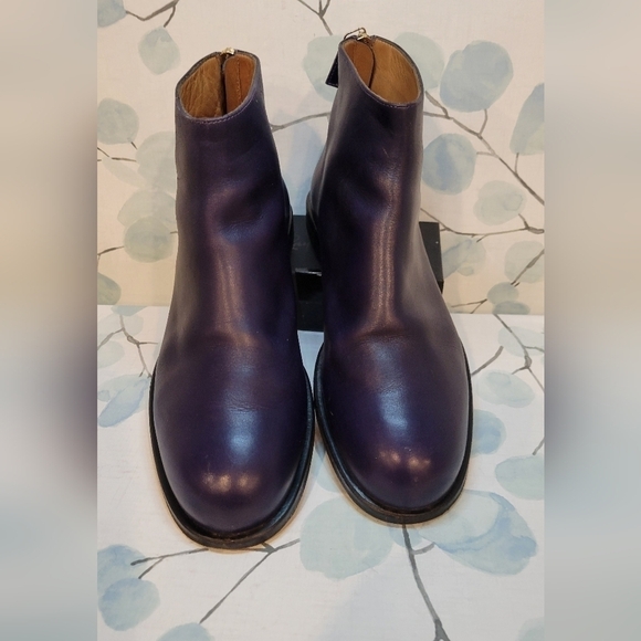 Jil Sander Women's Ankle Purple Leather boots size   37 EU Made in Italy - Picture 7 of 8